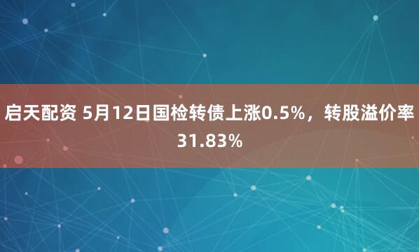 启天配资 5月12日国检转债上涨0.5%，转股溢价率31.83%